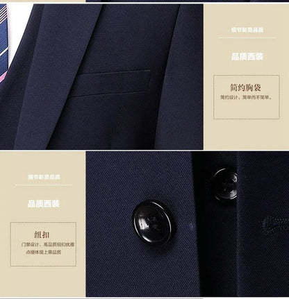 High quality Men Solid color Business - stylish handsome groom best man wedding dress 3/2/1 Single piece optional