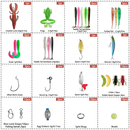 Kit de Iscas de Pesca 83/133/193/239/409 peças para Truta/Lúcio/Baixo, Conjunto de Iscas Múltiplas, Caixa de Pesca Profissional em Camadas