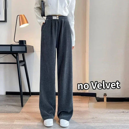 Pants Women Thickened Lamb Fleece Wide Leg Pants Plus Velvet Women's Autumn Winter Fashion Loose Pants Cashmere Casual Pants