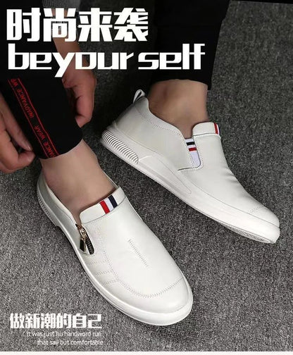 2024 New Casual Leather Shoes Men Fashion Loafers Autumn Slipon Flat Brand Business Shoes Man Sneakes Comfort Moccasins Zapatos