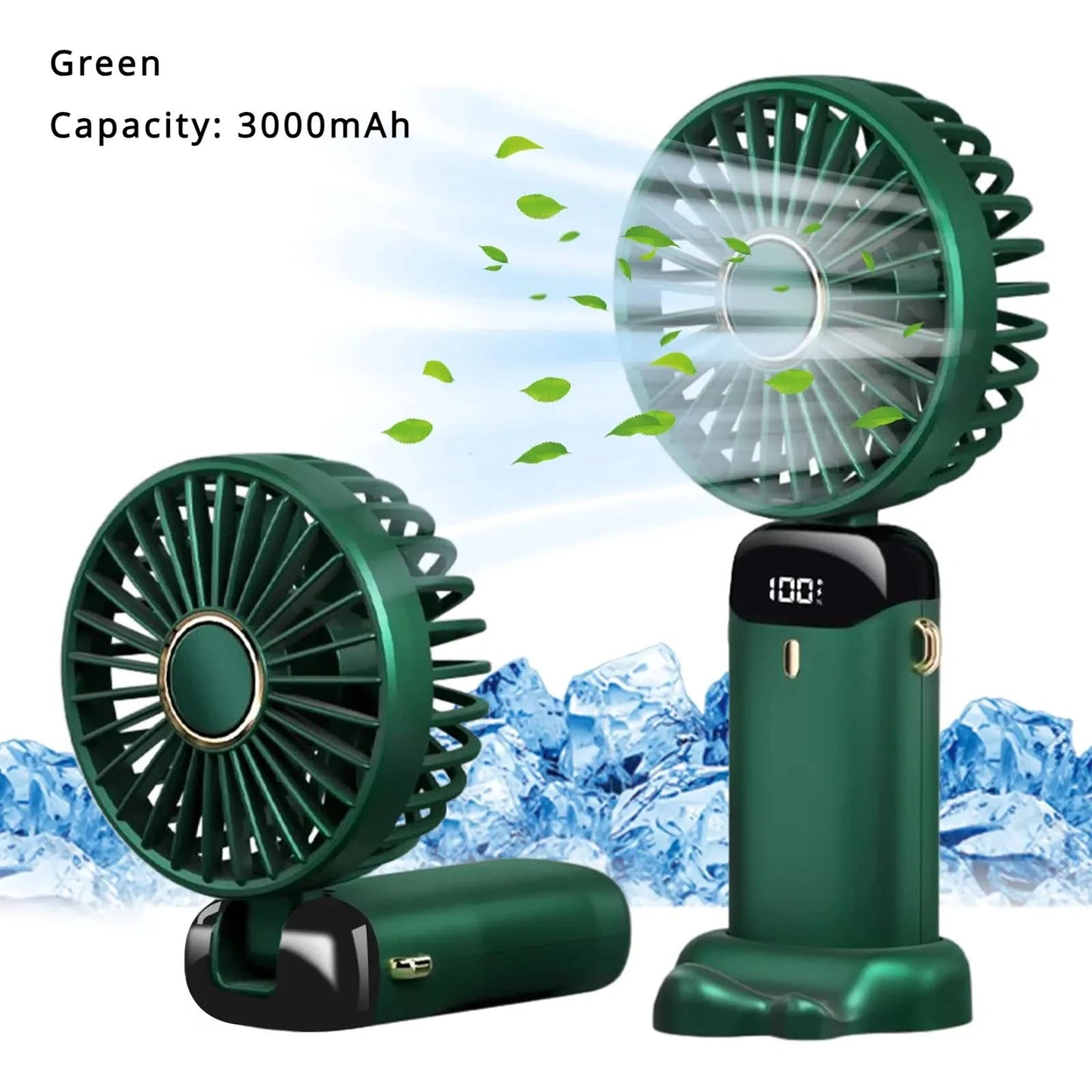 Ventilador Portátil Recarregável 5000mAh Dobrável 90° 5 Velocidades Mini Ar Condicionado Pequeno Ventilador Refrigerador de Ar com Display Digital LED