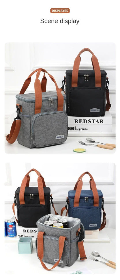 Large Capacity Lunch Bag Thermal Insulation Thickened Waterproof Bags Portable With Handle Crossbody Bag Waterproof Oxford Cloth
