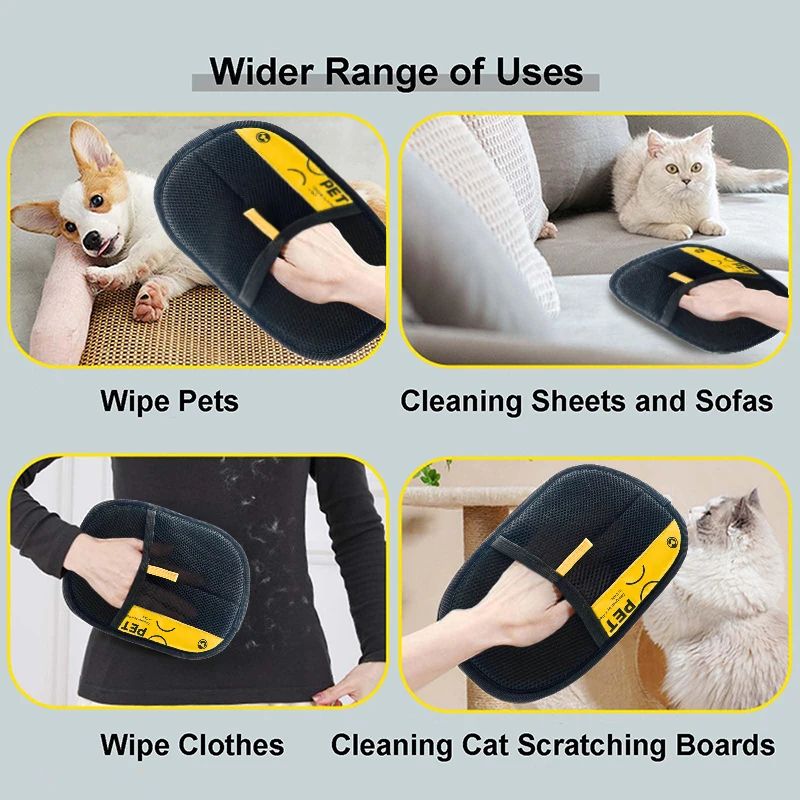 Luvas Eletrostáticas Removedoras de Pelo de Animais para Cães e Gatos, Luva de Higiene Reutilizável Lavável com Escova de Rolos Removedora de Fiapos 2 em 1 - Seguras Não Tóxicas