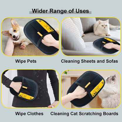 Luvas Eletrostáticas Removedoras de Pelo de Animais para Cães e Gatos, Luva de Higiene Reutilizável Lavável com Escova de Rolos Removedora de Fiapos 2 em 1 - Seguras Não Tóxicas