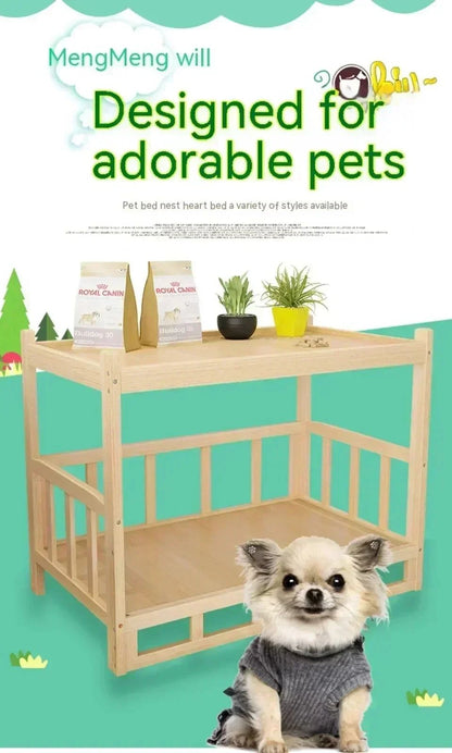 Cama de cachorro de madeira com design simples que pode ser usada como mesa de cabeceira, casinha de cachorro para todas as estações, proteção ambiental, cama de animal de estimação prática
