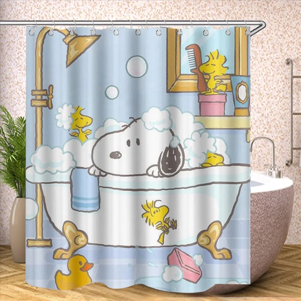 Snoopy Bathroom Decorations and Accessories Curtains for Shower Bath Curtain Sets Full Set Anime 120x180cm