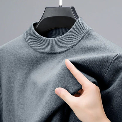 Half Turtleneck Knitwear Sweater New Autumn/Winter Mock Neck Sweatshirts Solid Color Pullovers Man Brand Casual Mens Clothing