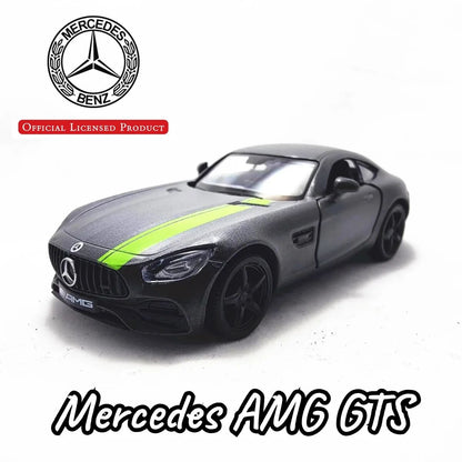 1:36 Escala Mercedes-Benz AMG GTS Modelo de Carro Réplica Veículo Diecast Miniatura Decoração de Interiores para Casa Escritório Presente de Natal Brinquedo para Crianças Meninos