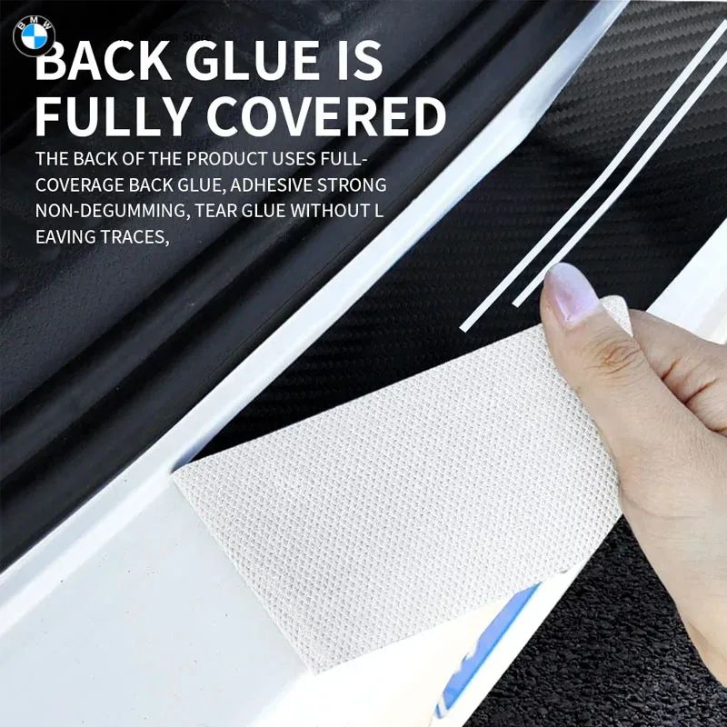 Car Door Automobile Scraper Protection Universal Pedal Protection Sticker Carbon Fiber Grain Automobile Threshold Strip For BMW
