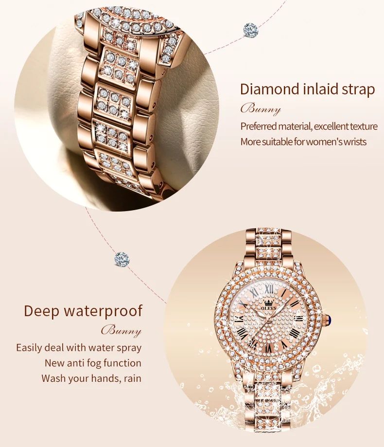 OLEVS Watch Women Fashion Elegant Stainless Steel Waterproof Quartz Wristwatch Luxury Ladies Dress Watches