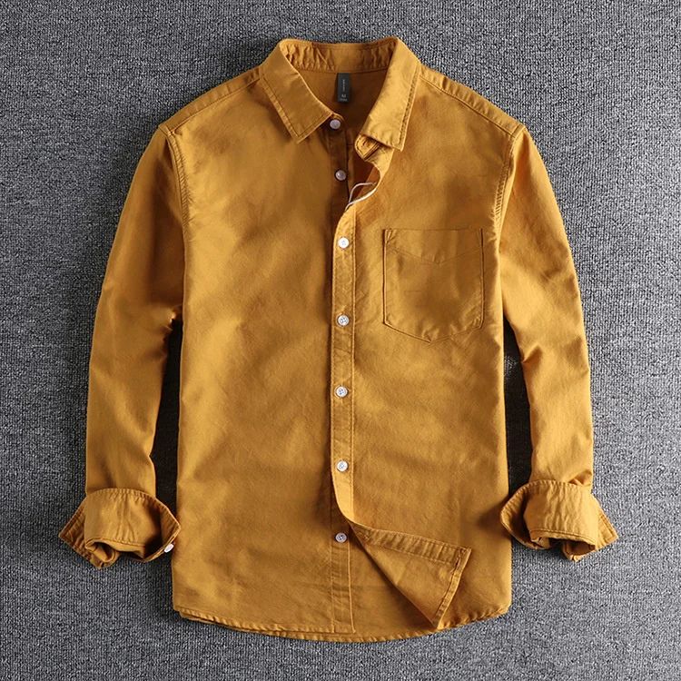 Basic Minimalist Men Shirt Jacket Pure Cotton Washed Oxford Military Light Casual Work Safari Style Shirts Mens Tops Shirt
