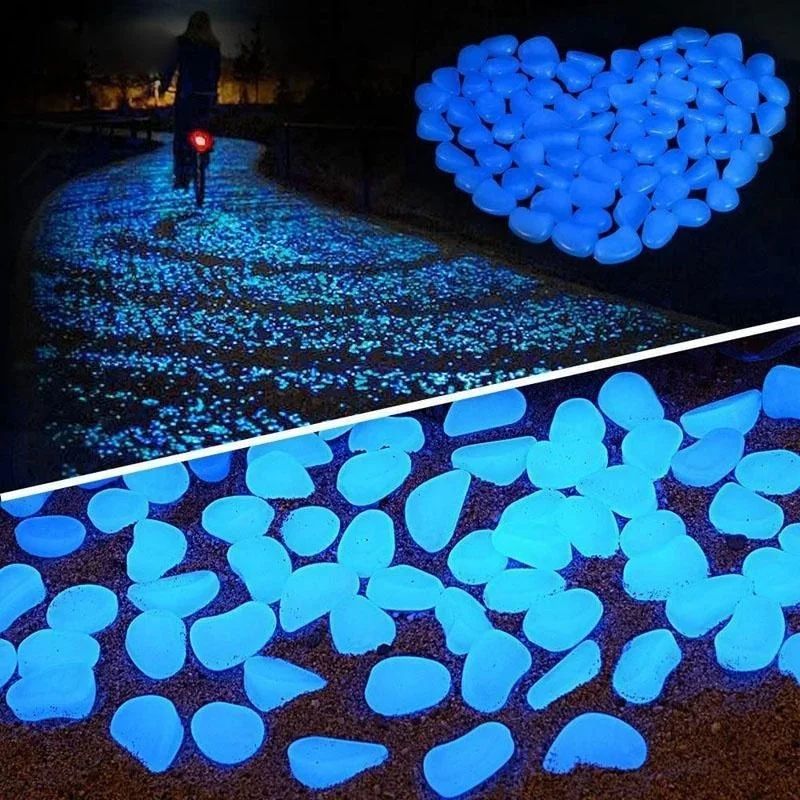 500pcs Luminous Stones Glow In The Dark Pebbles Glowing Stones Outdoor Walkways Home Garden Yard Decor Fish Tank Pebble Rocks