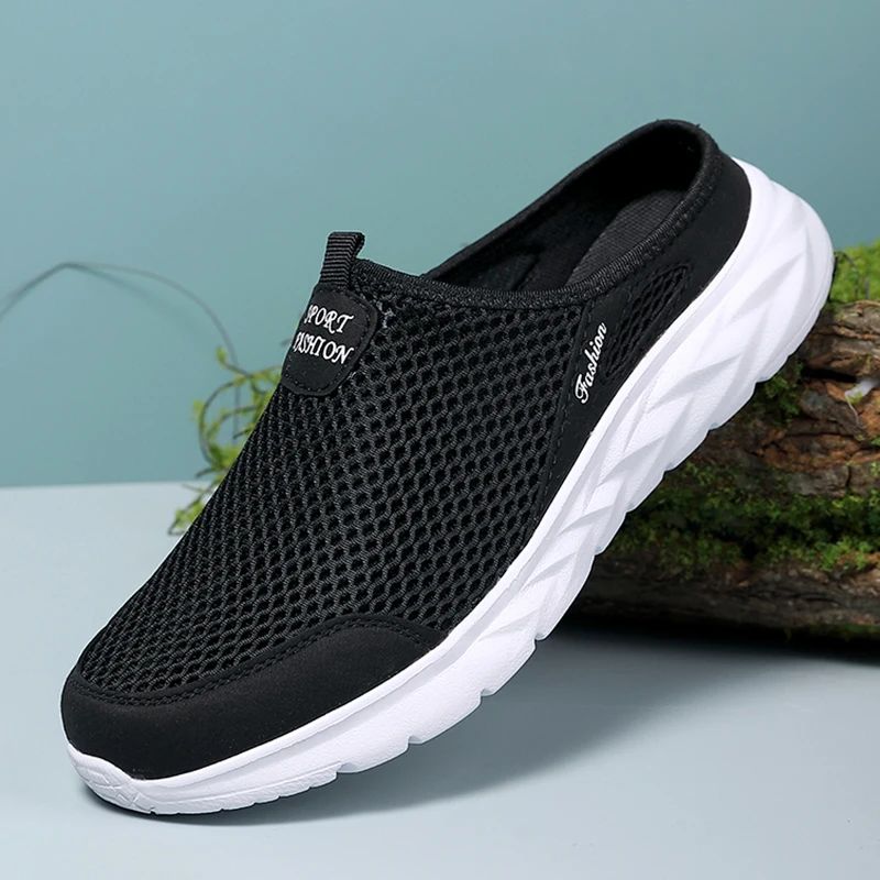 Fashion Men Half Slippers Anti-slip Men's Casual Shoes Lightweight Male Flat Slippers Breathable Fashion Slip on Flats Outdoor