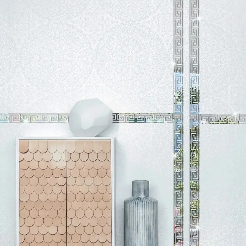 12pcs 20x5cm Acrylic Mirror Sticker Ceiling Edge Strip Self Adhesive Waist Line Wall Stickers for Living Room Corner Wall Decor