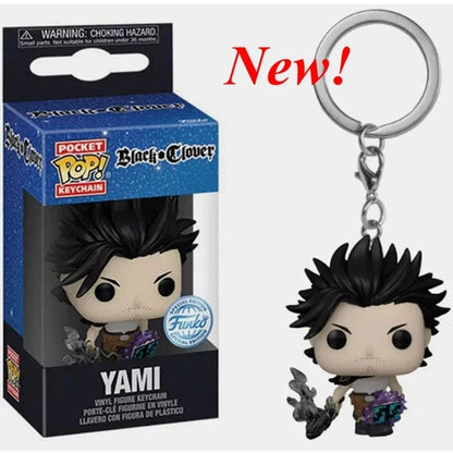 Chegada Mais Recente FUNKO com Caixa Chaveiro Black Clover Asta Noelle Yami Boneco de Ação de Vinil Chaveiro Modelo Colecionável Brinquedo