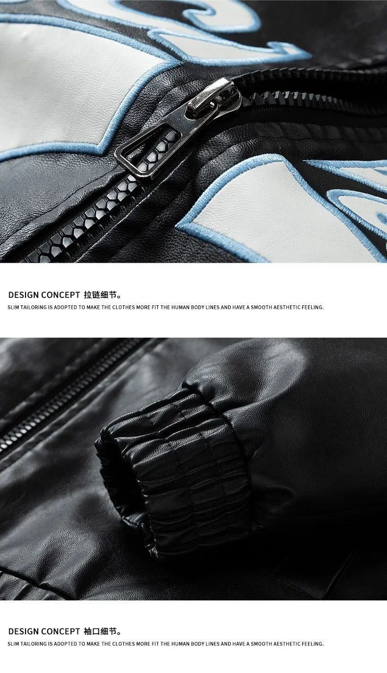 2025 New Men's Leather Jacket Spring Autumn Men Motorcycle Leather High Quality Jacket Coat Male Stand Collar Windproof Overcoat