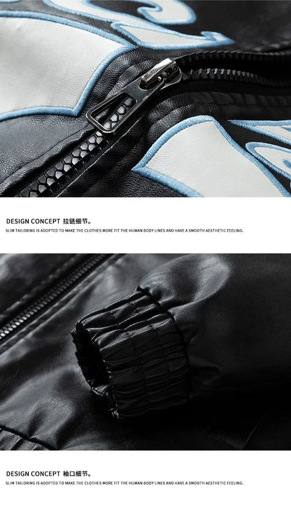 2025 New Men's Leather Jacket Spring Autumn Men Motorcycle Leather High Quality Jacket Coat Male Stand Collar Windproof Overcoat