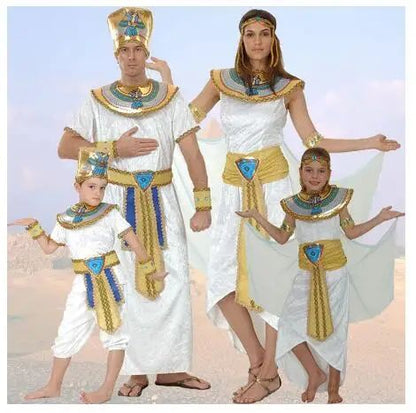 Egypt Nile Pharaoh Cleopatra Costume for Women Men Boys Girls Family Halloween New Year Party Fancy Dress