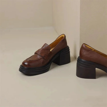 Sapatos Femininos Mary Jane Retrô da Moda Primavera Outono Sapatos Casuais Versáteis Femininos Salto Alto Lolita Sapatos de Couro
