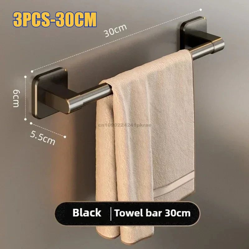 Wall Mounted Towel Rack Bathroom Storage Rack No Drilling Bathroom Horizontal Bar Towel Rack Kitchen Bathroom Accessories