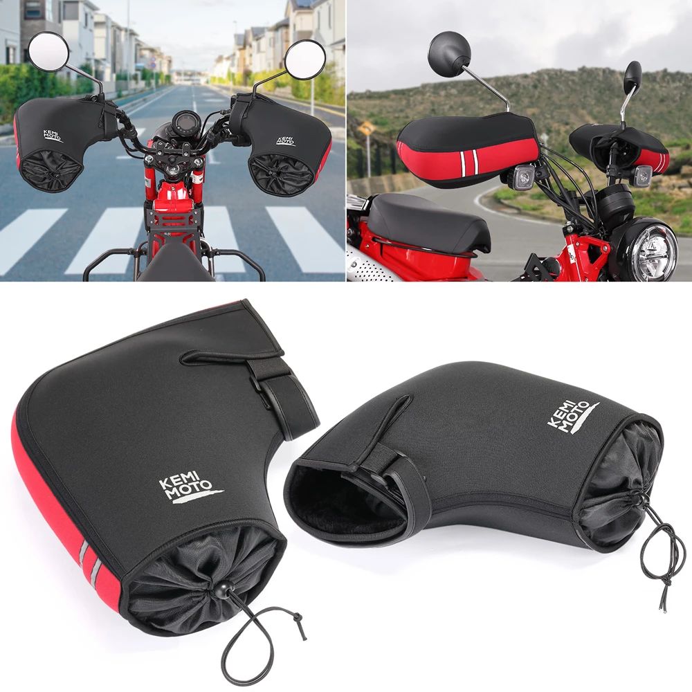 Luvas de guidão KEMIMOTO Luvas de mão para motocicleta Inverno Corta-vento Impermeável Lavável para Scooter ATV Snowmobile