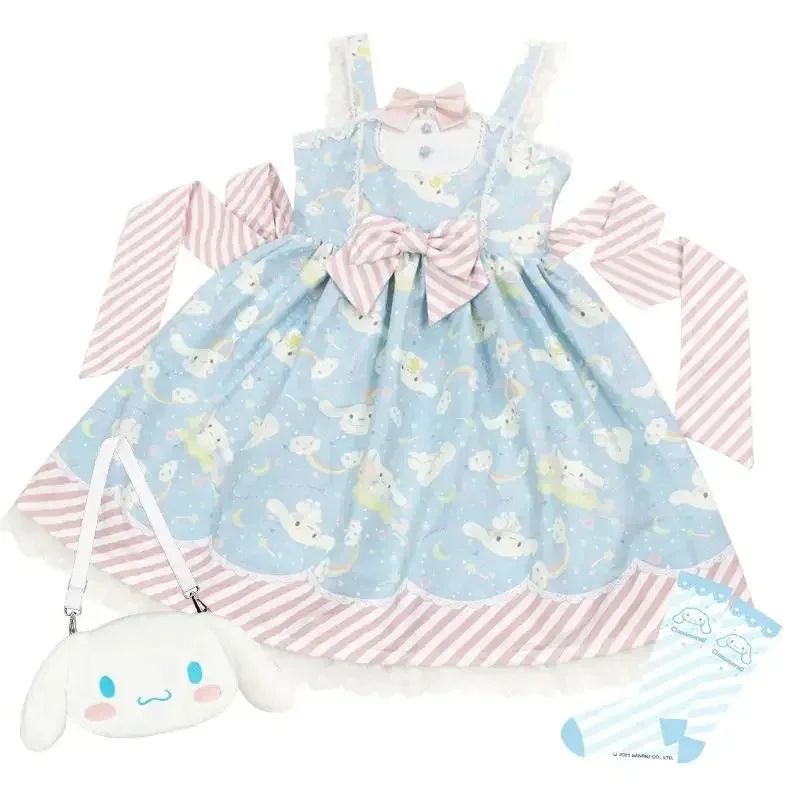 Cartoon My Melody Lolita Dress Kawaii Fashion Bow Lace Dress Printed Princess Dress Halloween Versatile Christmas Gift for Women