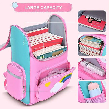 Children's Elementary School Students Schoolbag Girls 1,2,3,4,5,6 Grades 6-12 Years Old Shoulders Backpack Cute Waterproof Light