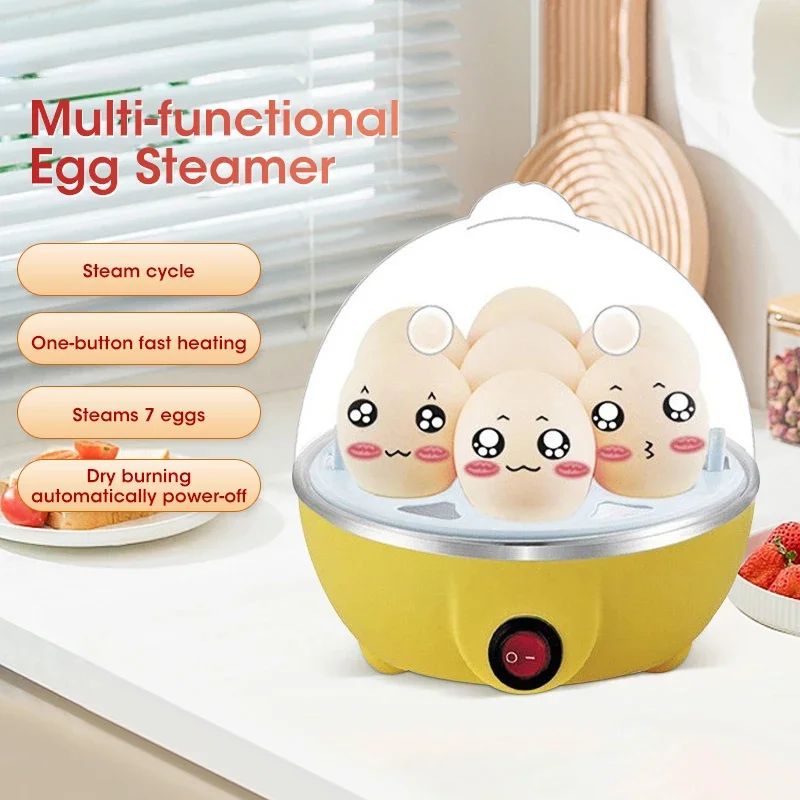 Panela Elétrica Multifuncional de Ovos, Camada Única, Mini Vaporizador, Máquina de Cozinhar Café da Manhã, Utensílio de Cozinha para Café da Manhã