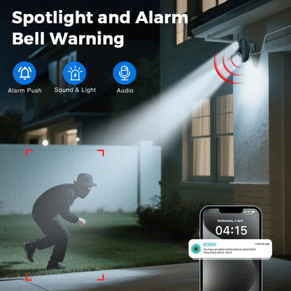 Wifi Camera Outdoor 8MP 4K Dual Lens Dual Screens Black Surveillance Camera Night Vision Human Detection Security Camera ICsee