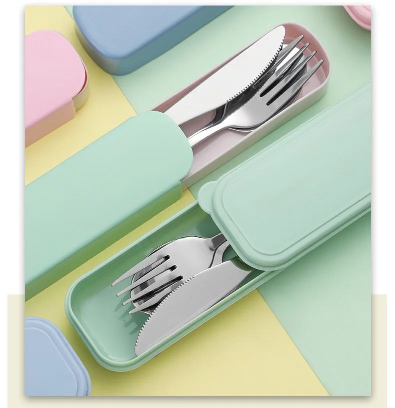 Portable Stainless Steel Cutlery Suit with Storage Box Chopstick Fork Spoon Knife Travel Tableware Set Camping Cutlery