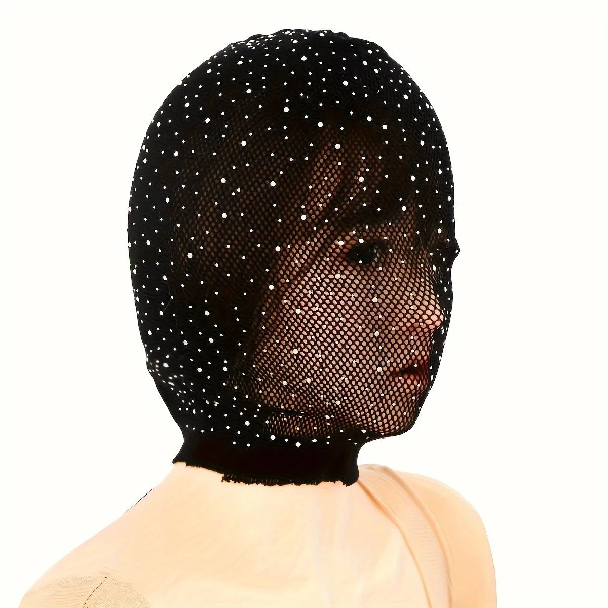 Sexy Transparent Mesh Ultra Thin Perspective Clothing Fishing Net Hollow Vest Headscarf Hood Cosplay Party