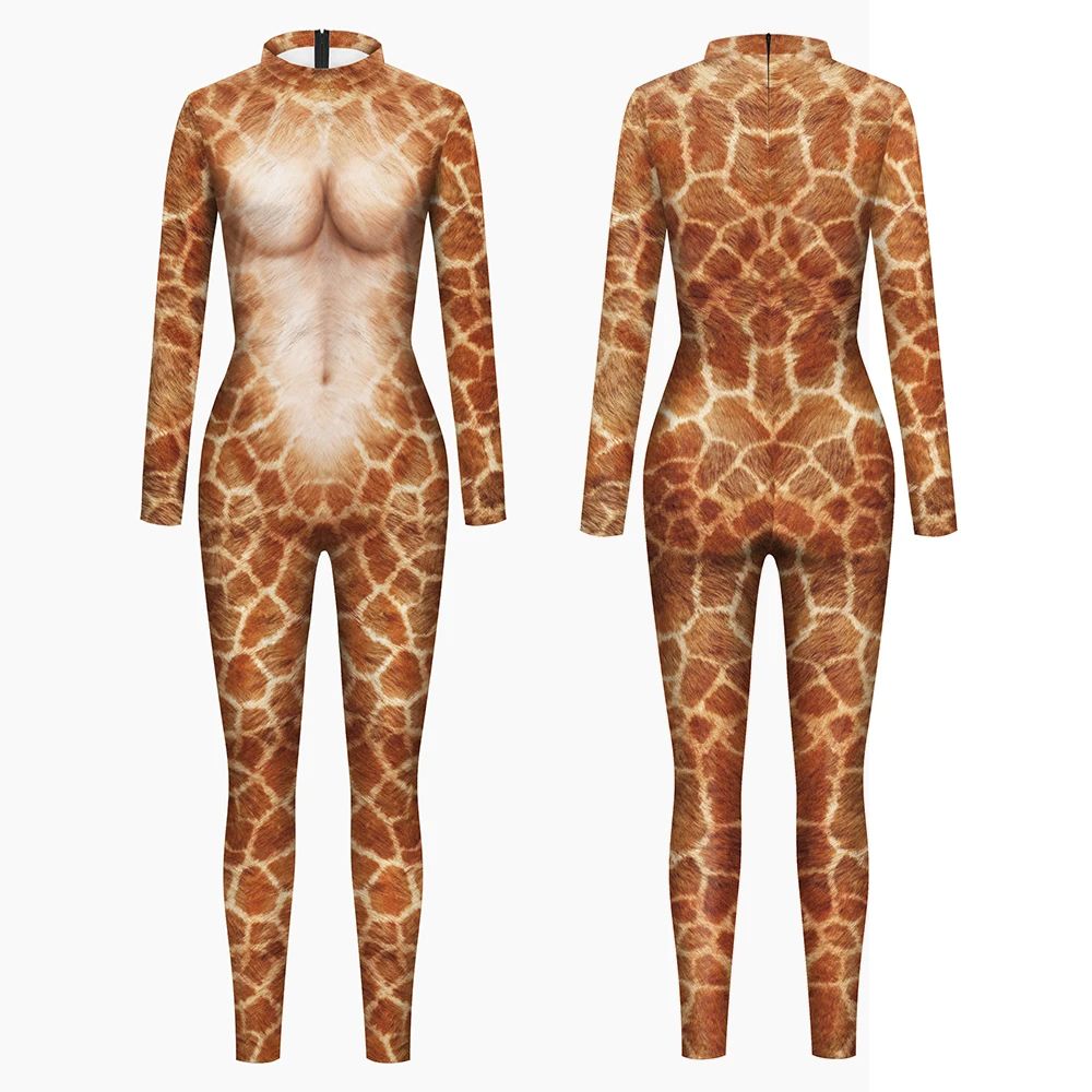 Halloween Animal Jumpsuit Snake Cosplay Costume Tiger Bodysuit Spandex Jumpsuit Party Carnival Stage Performance Dress Up