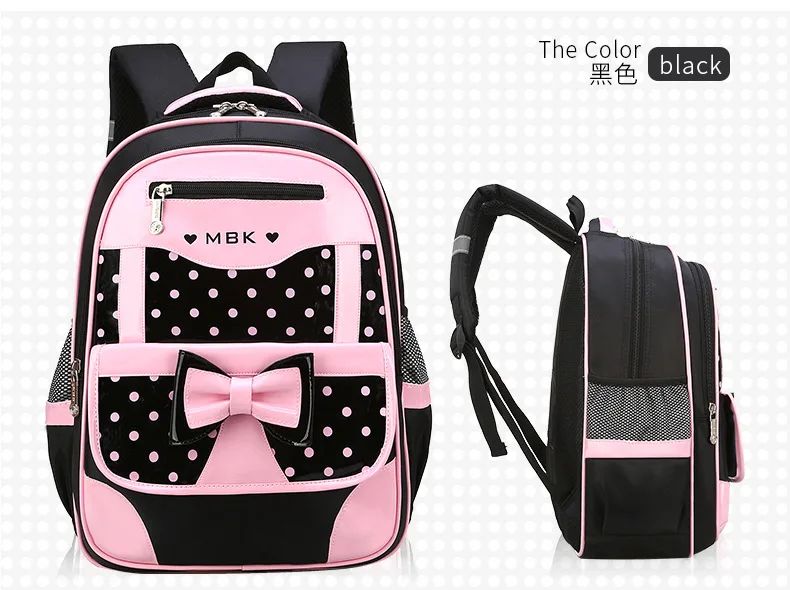 Korean Version Japanese Elementary School Student Backpack Bow Children's Wave Point Girl Ergonomic Design Protects The Spine