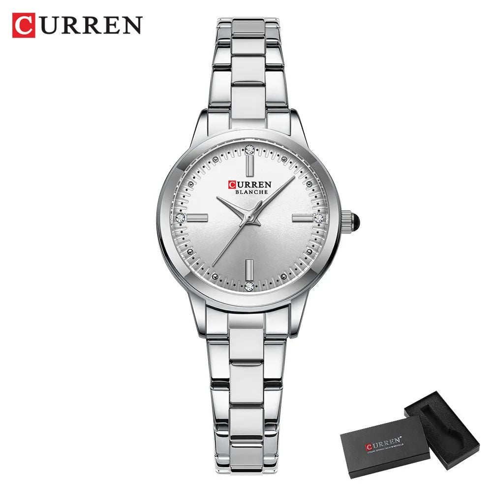 CURREN Women's Watches Fashion Original Quartz Wrist Watch for Ladies Roman Dial Dazzling Diamond Waterproof Luminous Luxury New