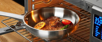 KOCH SYSTEME CS 8/10inch Stainless Steel Frying Pan Breakfast Egg Steak Chicken Skillets with Tri-ply Bottom Kitchen Cookware