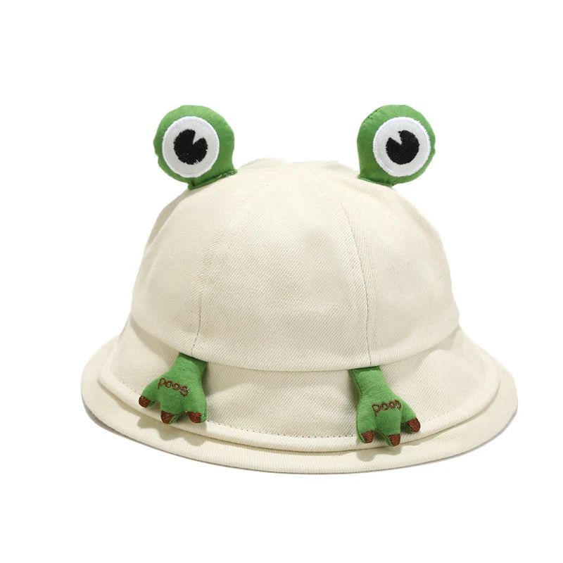 Children Frog Bucket Hat With Ear Panama Fisherman Hats For Men Women Kids Cartoon Cute Summer Outdoor Travel Sun Bob Cap