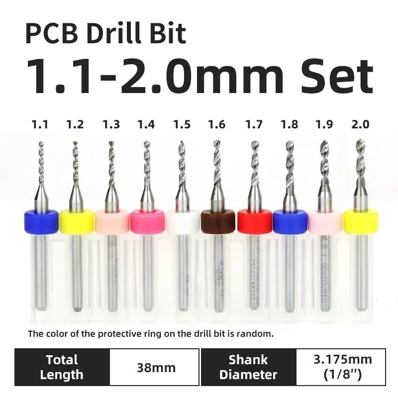 Broca PCB 10pcs Conjunto de Brocas Micro Diâmetro de Aço Tungstênio 1/8" Cabo Fixo Mini Broca CNC 0.1-3.175mm