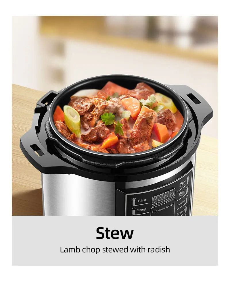 Panela de pressão elétrica multifuncional YYHC- 6L com revestimento antiaderente interno Panela de pressão para hotel