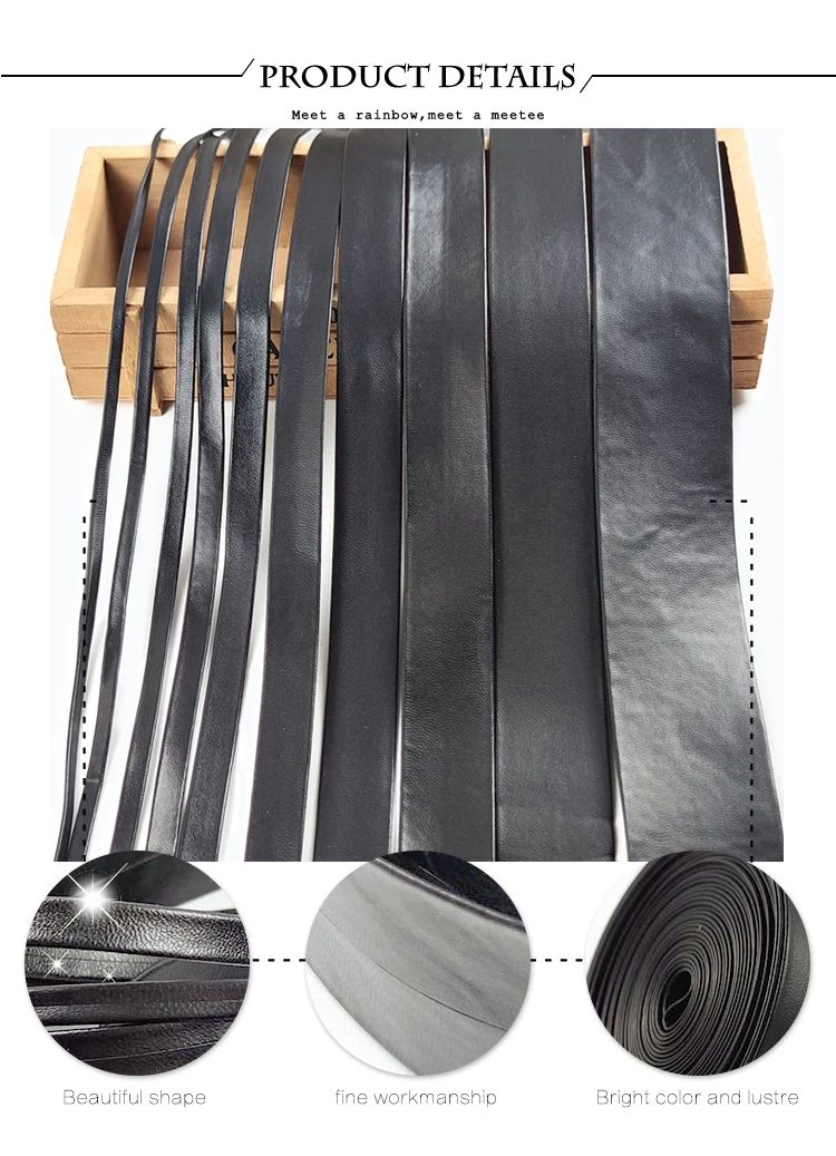 5Meters 3-50mm Black PU Leather Cords Soft Ribbon Band Bag Strap Webbing Necklace Jewelry Decor Tape DIY Sewing Accessories
