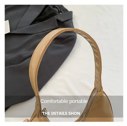Trendy Designer Solid Shoulder Bags for Women Handbags and Purses 2024 New Fashion Patent Leather Underarm Ladies Tote Bags