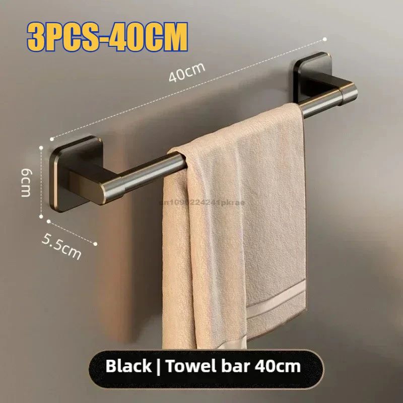 Wall Mounted Towel Rack Bathroom Storage Rack No Drilling Bathroom Horizontal Bar Towel Rack Kitchen Bathroom Accessories