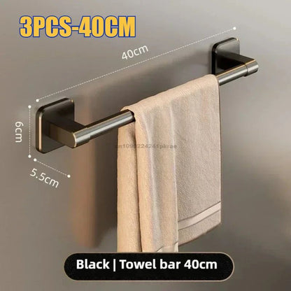 Wall Mounted Towel Rack Bathroom Storage Rack No Drilling Bathroom Horizontal Bar Towel Rack Kitchen Bathroom Accessories