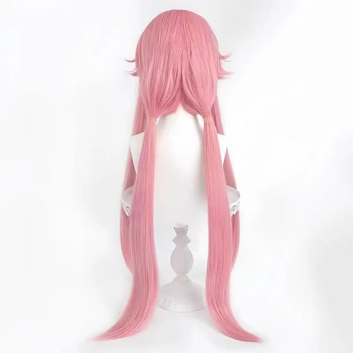 Anime The Future Diary Gasai Yuno Peruca para Cosplay Peruca Rosa Traje de Cabelo Sintético com Rabo de Cavalo Longo Perucas de Festa para o Halloween