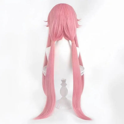 Anime The Future Diary Gasai Yuno Peruca para Cosplay Peruca Rosa Traje de Cabelo Sintético com Rabo de Cavalo Longo Perucas de Festa para o Halloween