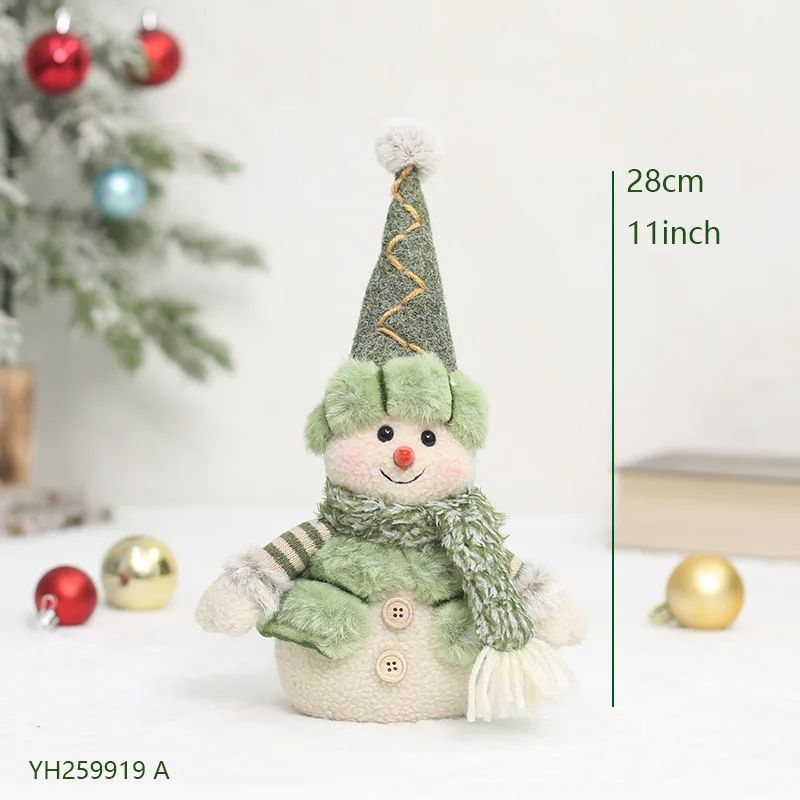 2026 New Green Forest Christmas Decorations Telescopic Elk Snowman Doll Skiing Plush  Navidad Home Decor New Year Gift