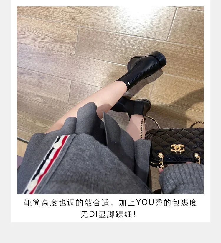 2025 Stretch Slip On Chelsea Boots Woman Split Toe Low Heels Ankle Botas Feminina Tabi Shoes Winter Patent/Matte Leather Botines