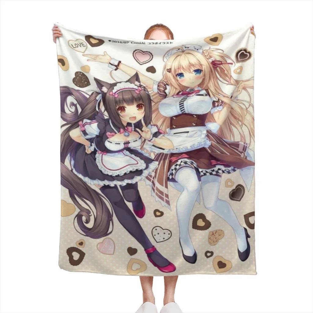 Anime Nekoparas Kawaii Cute Comfortable Flanne Blanket Soft comforter sets throw for Couch Warm Flannel Blankets Bedroom Décor