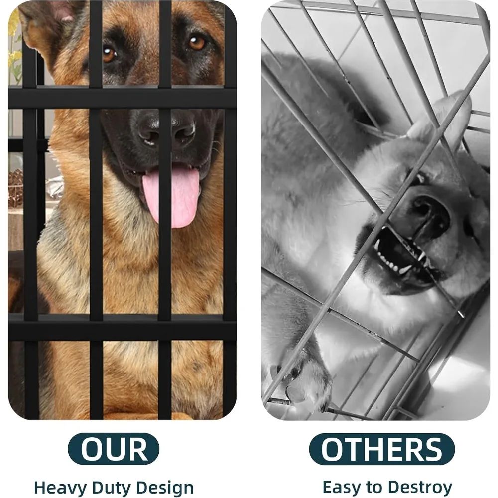 Caixa de Transporte para Cães Indestrutível de 54 polegadas, Reforçada, à Prova de Fugas, com Rodas Traváveis e Duas Portas para Cães com Alta Ansiedade