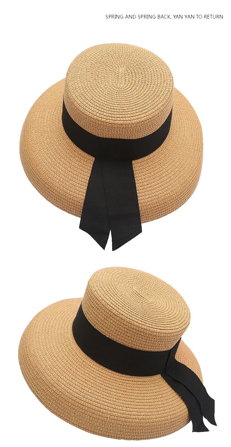 Summer Flat Bonnet, Big Eaves Fisherman Cap, Japanese Hepburn Style, Handmade Women Beach Holiday Fold Temperament Sun Hat