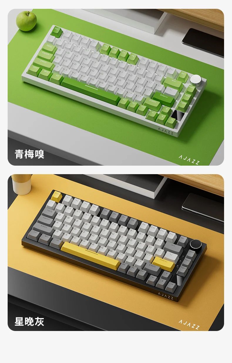 AJAZZ AK820 Teclado Mecânico para Jogos Sem Fio Hot Swap, Layout 75%, Switches Trocáveis, Conectividade de Três Modos